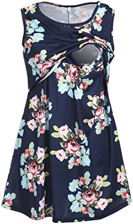 Fashion Women Summer Maternity Breastfeeding Vest Top T-Shirt Ladies Casual Nursing Sleeveless Tee O-Neck Printed Tank Tops Blouse