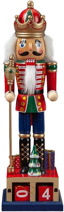 CampHiking Nutcracker Christmas Decorations With Calendar Base,35CM Large Christmas Nutcracker Soldier King - Wooden Puppet Ornaments Doll Toys New Year Gifts For Children's Kid Room Home Decor