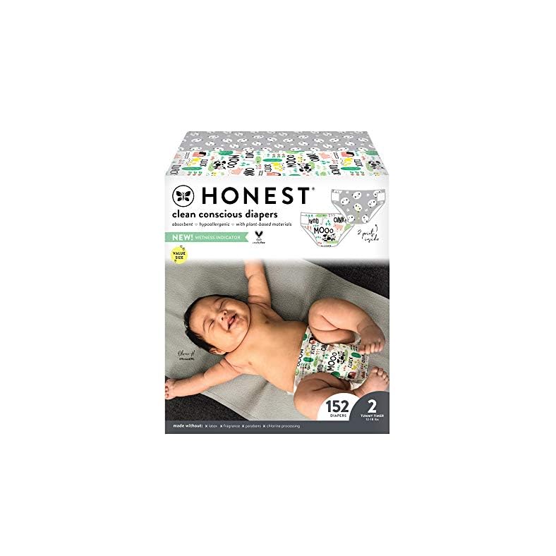 The Honest Company Clean Conscious Diapers | Plant-Based, Sustainable | Pandas + Barnyard Babies | Super Club Box, Size…