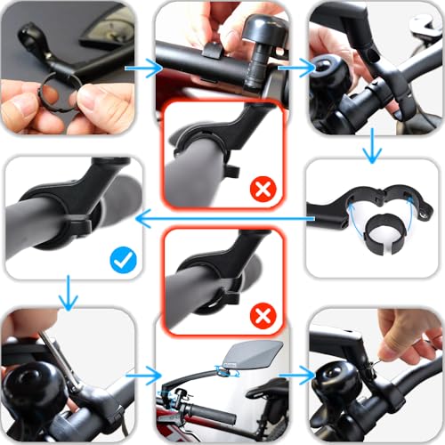BriskMore Handlebar Bike Mirror - Crystal Clear HD Glass, 360° Adjustable&Foldable Mirror for Safe Riding, Wide Angle Rearview for E-Bikes, Mountain Bikes & Scooters,Bicycle Mirror