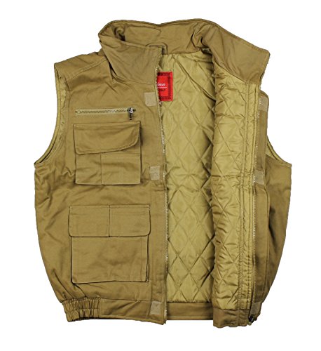 New Men's Tactical Fishing Hunting Multi Pocket Zipped Cotton Sports Vest (M, Khaki)