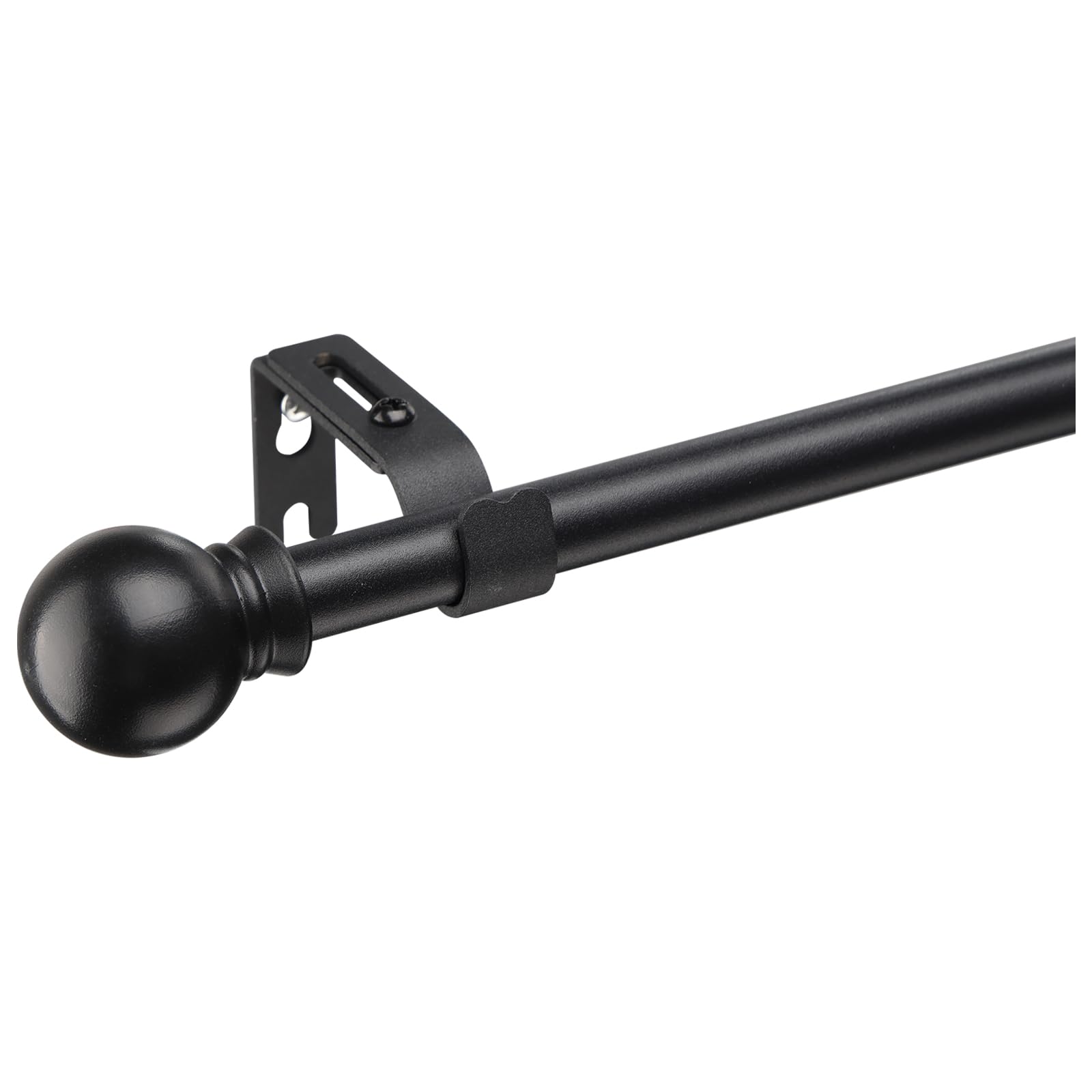 Curtain Poles with Round Finials 76 to 116 cm, 1.6 cm diameter Matt Black Curtain Pole with Brackets Fittings Set Window Poles for Living Room & Outdoor