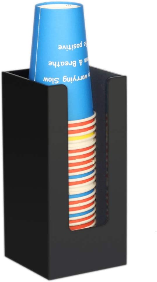 Amazon Holyo カップディスペンサー 使い捨てカップ棚 コーヒーカップ収納 紙コップホルダー コンビニ ビュッフェ オフィスなど適用 アクリル製 紙カップディスペンサー ブラック 業務用グラスラック カップディスペンサー オンライン通販