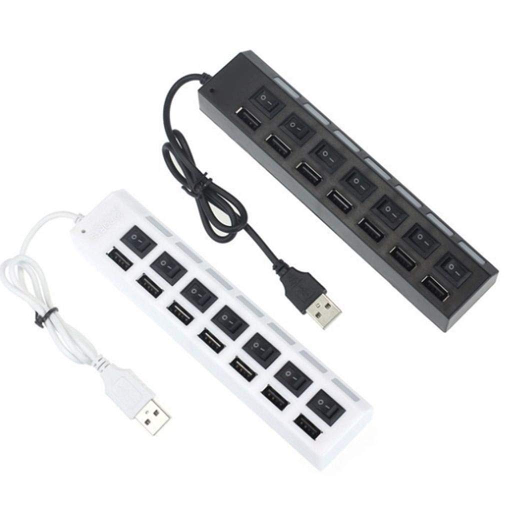 Junio1 7 Porte LED Hub Adattatore USB Interruttore di accensione/spegnimento per PC Laptop USB Hub