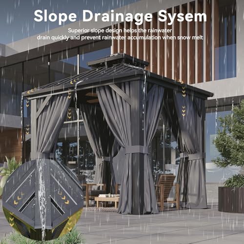 Aoxun 8x8 Hardtop Gazebo Review: Double Galvanized Steel Roof With Netting & Curtains image 28