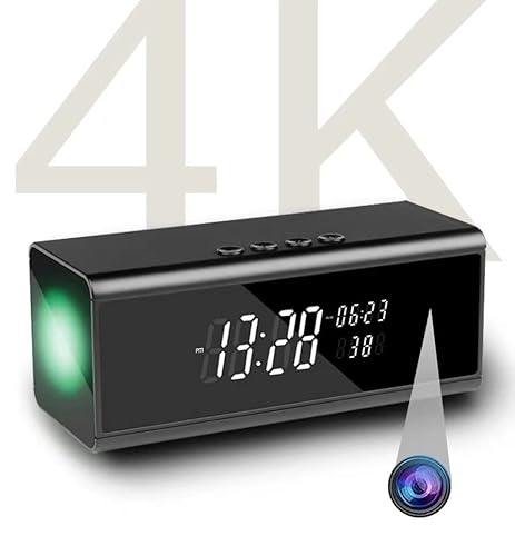WiFi-Mini-Camera, Alarm Clock with Bluetooth Speaker-Ambient Mood