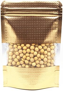 Resealable Stand Up Color Mylar Bags with Clear Frosted Window Heat Seal Ziplock Coffee Bulk Food Storage Packaging Bag Matte Aluminum Foil Pouches for Bath Salt (50, 18x26cm (7.1x10.2 inch))