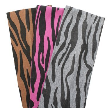 (SET OF 3) 2.5" ZEBRA PRINT COTTON STRETCH HEADBAND