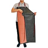 TonLing Thick Rubber Apron, 47.2 x 33.5 Inch Waterproof, Long Chemical Resistant, Adjustable for Dishwashing, Cleaning Fish, Gardening, Lab Work, Butcher and Dog Grooming, Grey