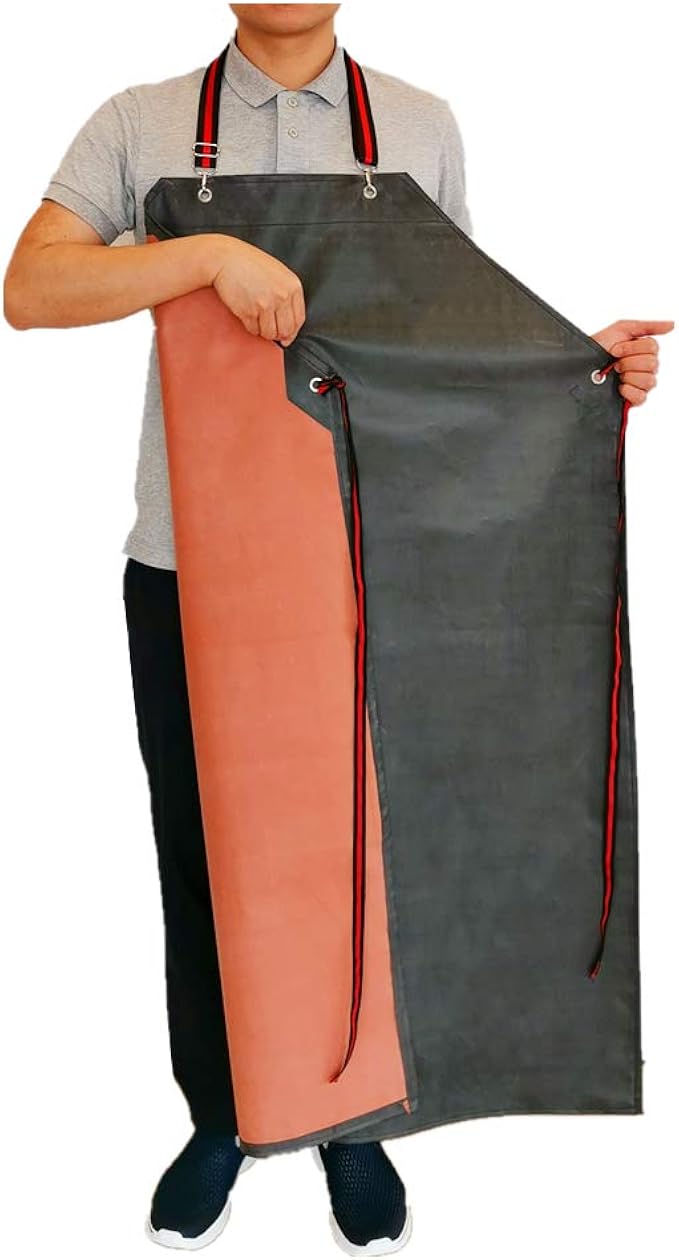 Thick Rubber Apron, 47.2 Inch x 33.5 Inch Waterproof Apron, Long Chemical Resistant Apron