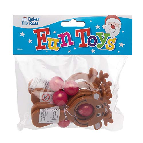 Baker Ross Mini Reindeer Bat & Ball Games Value Pack - Christmas Novelty Toys for Kids, Perfect Party, Loot , Prize Bag or Stocking Filler (Pack of 5)