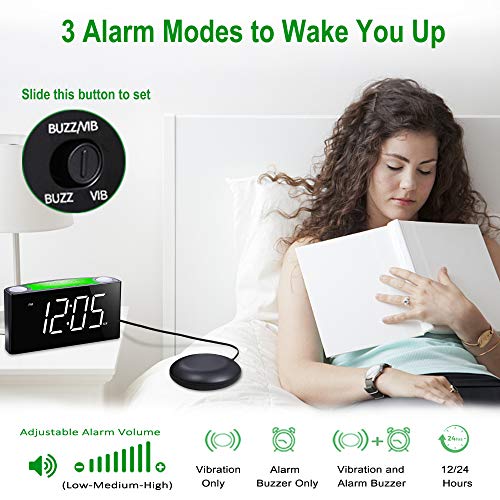 Extra Loud Alarm Clock with Bed Shaker, 0100 Dimmer, Vibrating Alarm