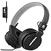 Active Noise Cancelling Headphones with Microphone/Controller, Monodeal Lightweight Wired Earphones On Ear, Deep Bass Foldable Travel Headset with Carrying Case, 20 Hours Playtime - Black …