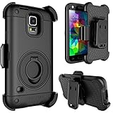 Galaxy S5 Case, Samsung Galaxy S5 Case, BENTOBEN Shockproof Heavy Duty Kickstand Belt Clip Hybrid PC Silicone Full Body Rugged Holster Protective Case for Samsung Galaxy S5, Black
