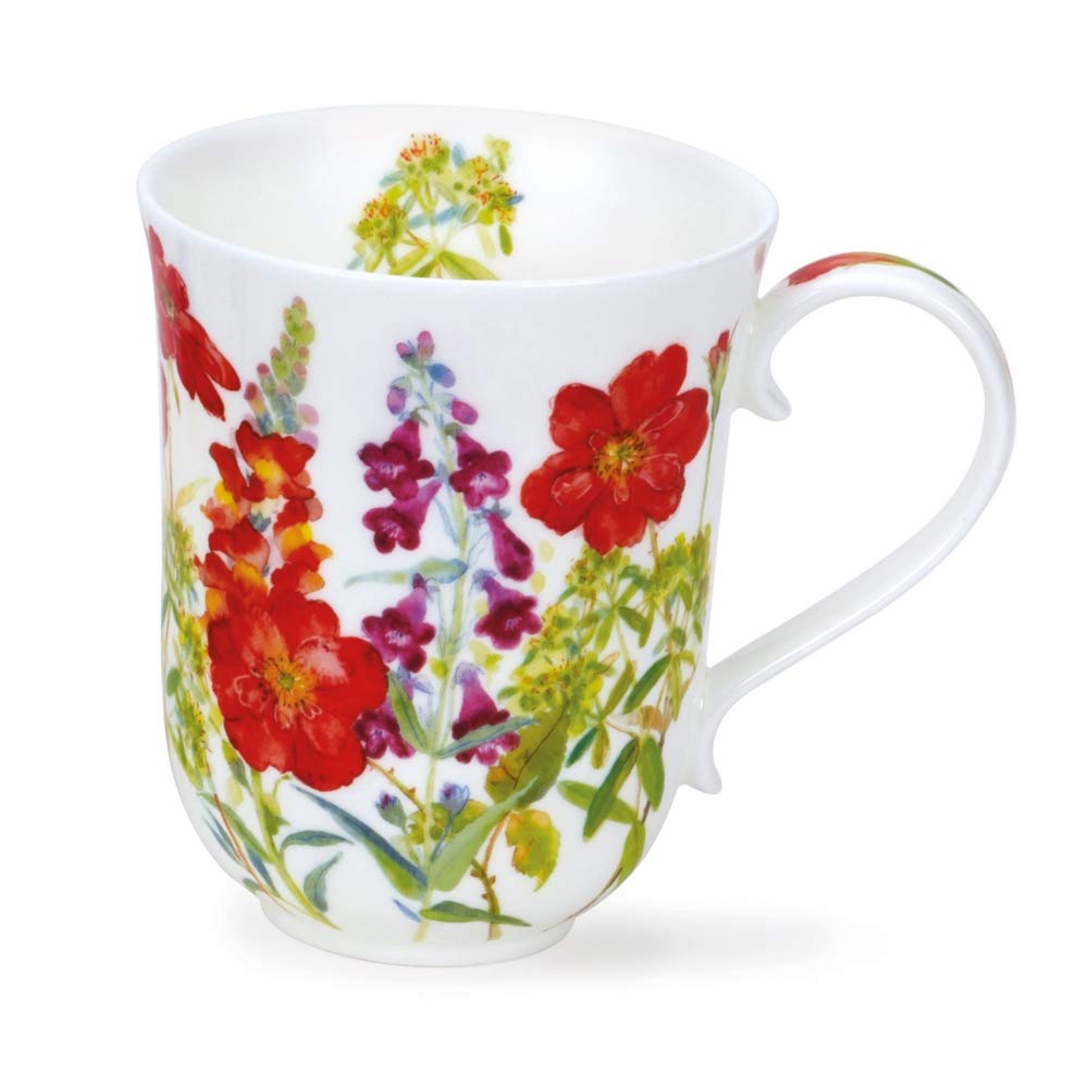 BR-COTF-RE Cottage Flowers Red Staffordshire Fine Bone China Mug - Braemar Shape 0.33l