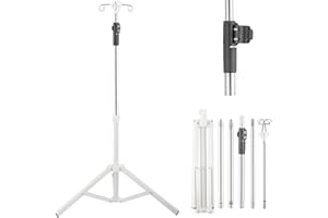 Crilealym IV Poles,46 to 86In IV Stand Floor with 4 IV Bag Holder Stand Portable Telescopic Stabilizing Tripod Stainless Steels Pipe Extension Pole IV Influsion Pole Lightweight Strudy (46-86in)