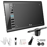 UGEE M708 Drawing Tablet, 10x6 inch Large Space for Digital Drawing | 8 Hot Keys, Passive Stylus of 16384 Levels Pressure, Digital Graphics Art Tablet, For PC Paint, Design, Art Creation Sketch