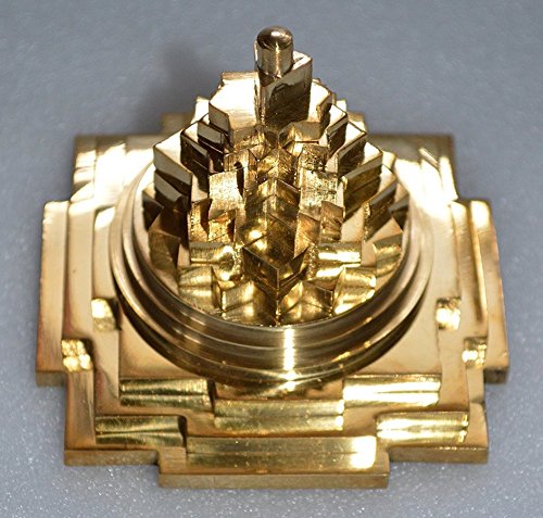 Meru yantra Shri Sri meru yantra 3d Shri Laxmi yantra Pure brass Sri yantra Energized - Spiritual powers correcting imbalances overcome fears  wealth prosperity 3x3" inches 480 gms-US seller