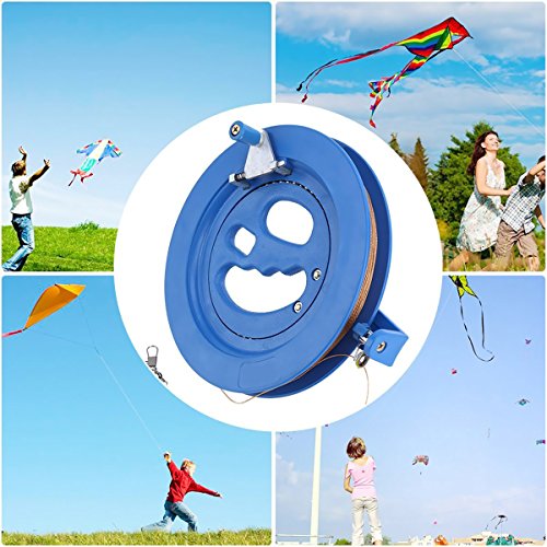 Glow Castle Professional outdoor kite string flight tool winder handle of the scroll wheel lock-Blue (7in)