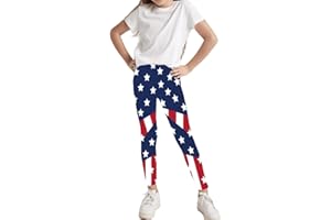 Deresagrl USA Flag Leggings for Girls American Apparel Kids Stripes Stars Print 4th of July Pants 4-14 Years