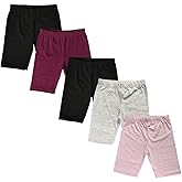 MISS POPULAR Girls 5-Pack Biker Shorts Cotton Spandex Elastic Waistband | Dance, Gymnastics.