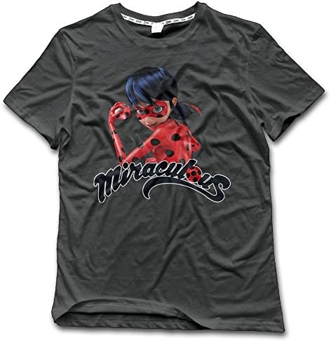 CHA Men's Miraculous Ladybug Animation Cartoon O-Neck Tees XXL DeepHeather
