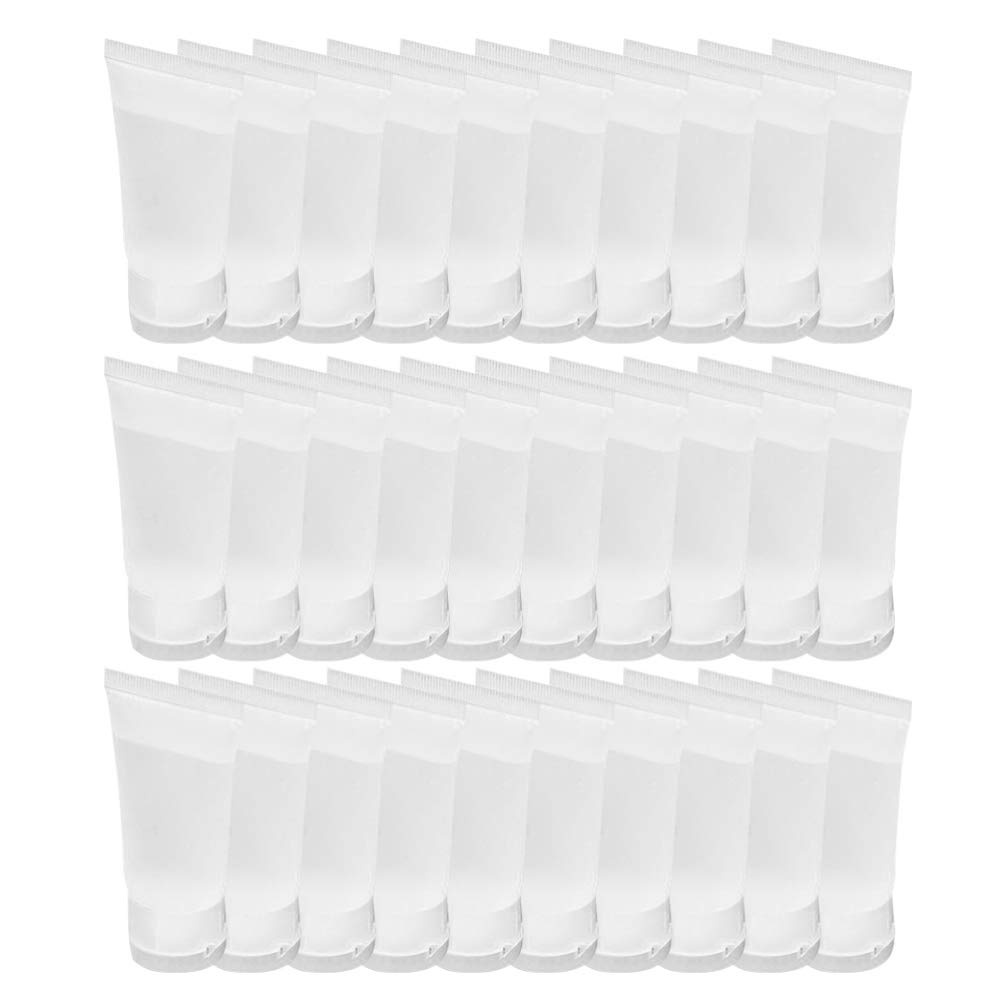 SOLUSTRE 50PCS Cosmetic Lotion Tubes, Squeeze Shampoo Bottles, Toiletry Lotion Bottle with Flip Lid, Empty Plastic Makeup Sample Bottles for Facial Cleanser Toner Hand Cream (10ml)