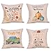 Jartinle 4 Pack Pumpkin Spice Quotes Happy Fall Throw Pillow Case Harvest Blessing Thanksgiving Cushion Cover 18 x 18 Inch Cotton Linen Autumn Farmhouse Decor (Pumkin Spice)