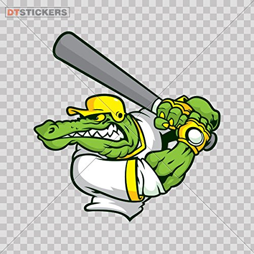 Vinyl Sticker Decals Angry Crocodile Baseball Player Sports Bike action product ball croc (14 X 13,7 Inches) Fully Waterproof Printed vinyl sticker