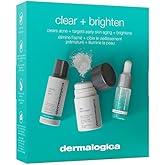 Dermalogica Clear and Brighten Kit, 3 Step Facial Skincare Set - Includes Face Cleanser, Exfoliator, and Serum