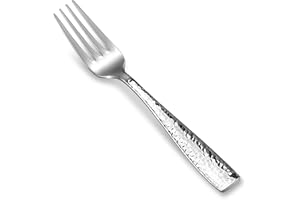 KEAWELL Premium 4-Piece 7.6" Louis Hammered Salad Fork Set, 18/10 Stainless Steel, Squared Edge with Smooth Rounded Edges for