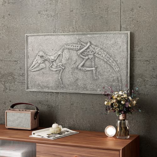 COSIEST Dinosaur Fossil Sculpture Wall Decor, 37x19inch Rustic