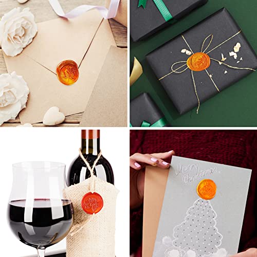 Wax Seal Stamp Set, 4 Pieces Vintage Christmas Santa Wax Seal kit Including Plant Series Brass Head and Wooden Handle with Gift Box. (for Letters and envelopes Stationary(Botany Pattern Suit))