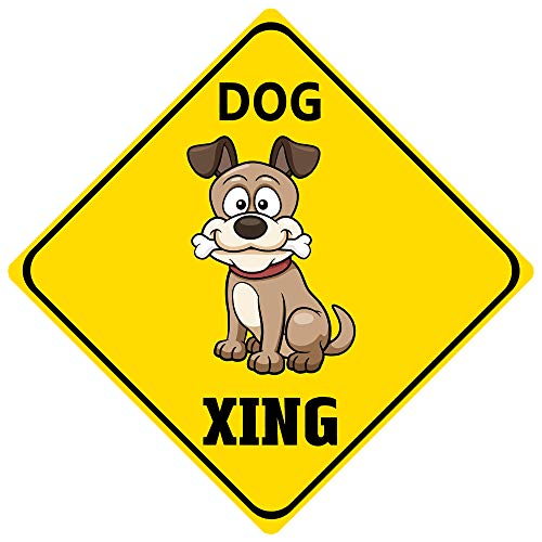 BESTWD Aluminum Dog Crossing Funny Metal Novelty Sign 12"x12" Business, Nostalgic, Retro, Vintage and Funny Signs