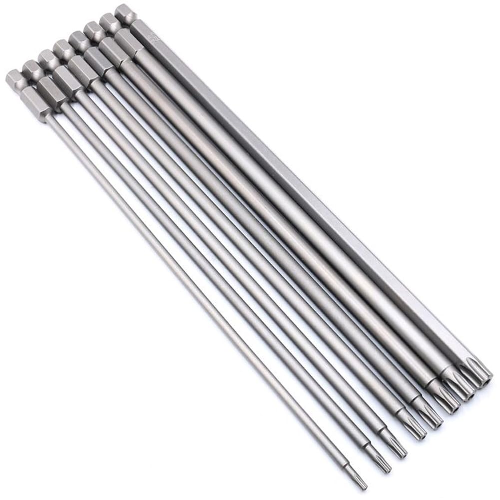 Teocpai 8pcs Torx Head Screwdriver Set 200 mm Magnetic Screwdriver Set S2 Steel Star Screwdriver 6 Branches 1/4 Inch Hex Shank T8-T40