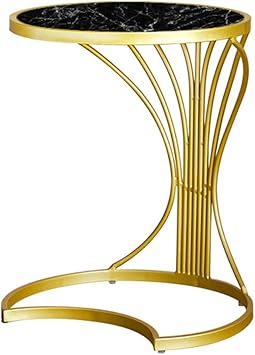 Amazon Com C Shaped Marble Side Table Solid Wrought Iron Frame