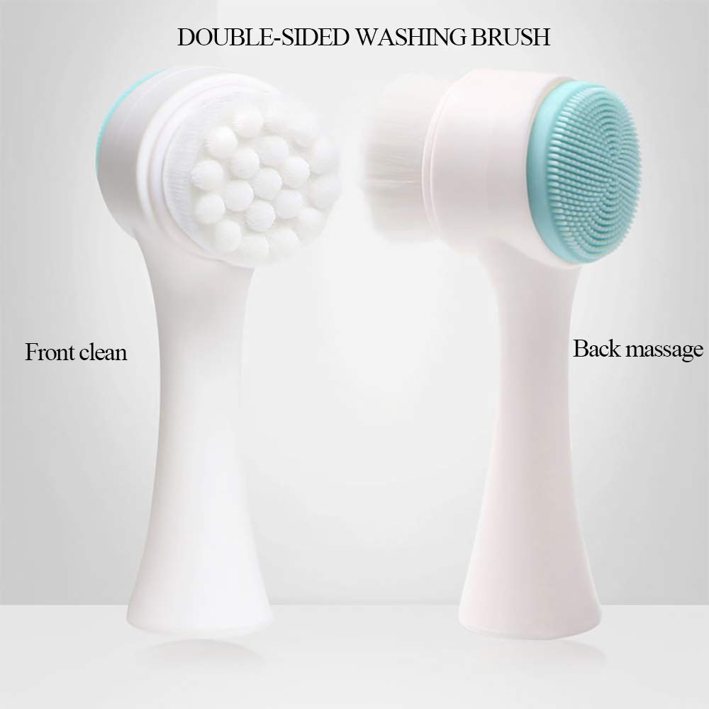 Face Brush - Manual Facial Cleansing Brush And Pore Cleansing Manual Dual Face Brush For Sensitive, Delicate, Dry Skin (Blue): Beauty