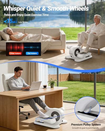 UMAY Under Desk Elliptical Machine, Electric Eclipse Leg Exerciser While Sitting for Seniors with 12 Speeds, Foot Peddler Exercise Machine, Manual & Auto Mode, Seated Pedal Exerciser for Home Office