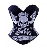 BSLINGERIE® Womens Skull Print Rock N Roll Fashion Boned Corset