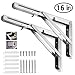 ZOMCHAIN Folding Shelf Brackets 16 Inch, Heavy Duty Stainless Steel Collapsible Bracket,Hinge Wall Mounted for Space Saving,Table Work Bench, DIY Bracket, 2 PCS