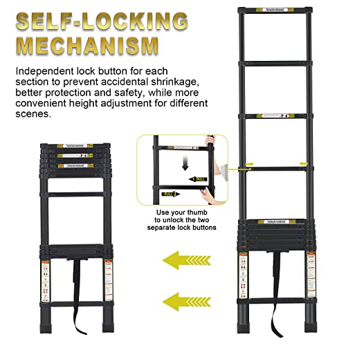 Telescopic Ladder, 20.3FT RIKADE Aluminum Telescoping Ladder With Non