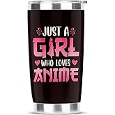 NGLIV Anime Gifts for Women Fans Tumbler, Stainless Steel Tumblers 20oz, Gifts for Women Girls Friends Sister, Birthday Christmas Gift for Her, Just A Girl Who Loves Anime Black