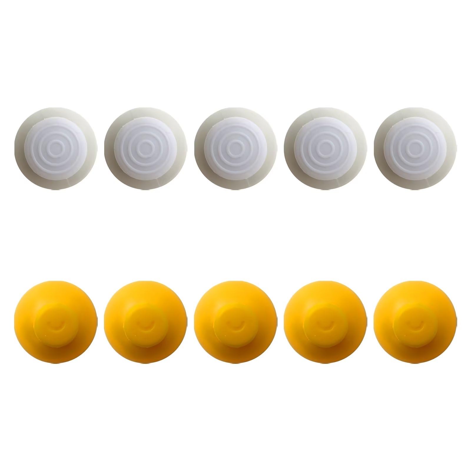 10Pcs Rubber Controller Joystick Thumbstick Button Cap for Nintendo Gamecube (Gray and Yellow)