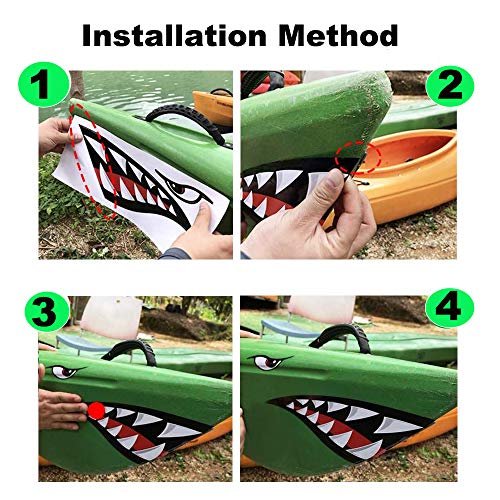 2 Pieces Kayak Stickers Shark Teeth Mouth Decals Waterproof for Fishing Boat Canoe Car Truck Kayak Graphics Accessories