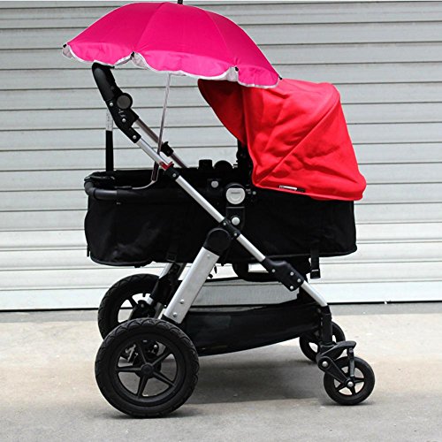 Chinatera Baby Pram Pushchair Buggy Shade Stroller Parasol Sunshade Stroller Umbrella with Universal Clamp (Rose Red)