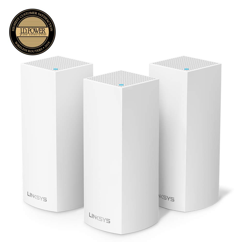 Linksys WHW0303 Velop Mesh Router (Tri-Band Home Mesh WiFi System for Whole-Home WiFi Mesh Network) 3-Pack, White