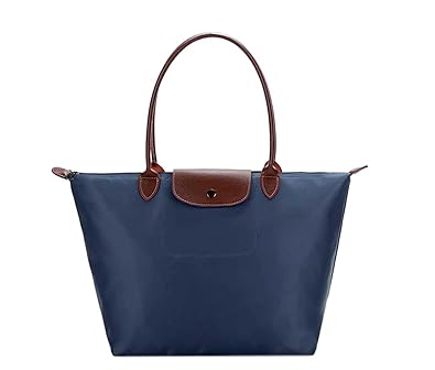 DI GRAZIA Womens Italian Foldable Nylon and Polyester Handbag (Deep Blue)