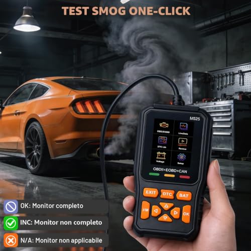 OBD2 Car Diagnostic, OBD2 Italian Diagnostic Error Car Engine OBDII EOBD Diagnosis Testing Battery and I/M Readiness Car Emissions with OBD2 Functions, 13 Languages Supported for All OBDII Vehicles