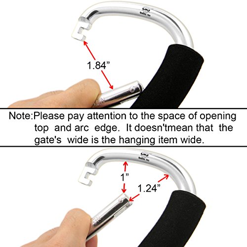 QY Silver Color 6.25 Inches Outsize D Shape Biner Carry Handle Hook Clip Snap Multiple Use Hook