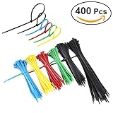 NUOLUX Zip Cable Ties Nylon 6,8,12 Inch 400 PCS UV Resistant